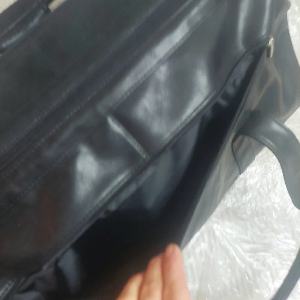 Leather Black Duffel Carry On With Wheels! Travel Bag!